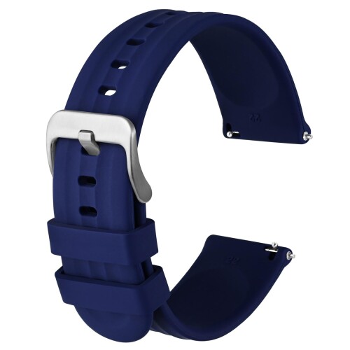 (Anbeer) 20mm 時計バンド シリコン 腕時計ベルト Quick Release 替えバンド 男性用 女性用 ロング ステンレススチールバックル