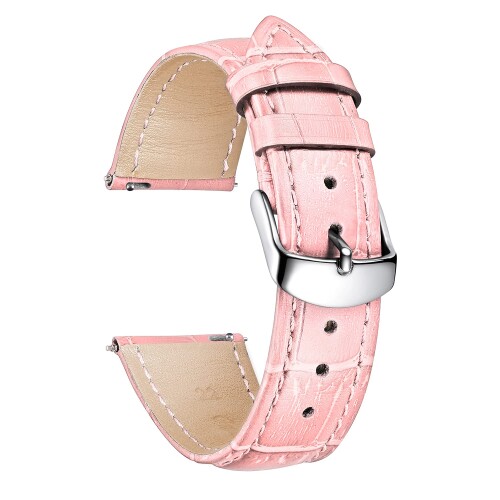 (BINLUN) レザー腕時計バンド本物のカーフスキン交換用ウォッチストラップ クイックリリース本革時計ベルトワニ革模様10色13サイズ男性用女性用 桜色 ピンク 16mm