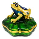 （イスイ）YISHUI ジュエリーボックス ホーム飾り 新年 風水 カエル 青蛙 動物 のうぜんはれん 縁起物 蓮 金運 お守り 合金 グリーン 7.5*6.5*6cm