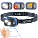 NGOKPYD ヘッドライト LED 充電式 500ルーメン 高輝度 センサー機能 4つモード 白光 暖光 軽量 頭につけるヘッドランプ 残量表示 60度照射角度調整 IPX4防水 小型 へっどらいと キャンプ 登山