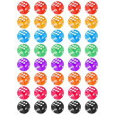 Zhejia サイコロ ダイス 6面 14mm 40個セット角丸 透明 カラフル 立方体 ボードゲーム ダイススタッキング ゲーム用品 8色(赤、黄、青、緑、オレンジ、紫、桃、黒)