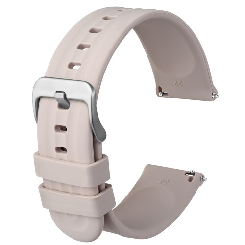 (Anbeer) 20mm 時計バンド シリコン 腕時計ベルト Quick Release 替えバンド 男性用 女性用 ロング ステンレススチールバックル