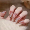 24PCS スイートガールズのネイルチップ 大理石テクスチャパターン 偽の爪 写真を撮る、結婚式、成人式、パーティー、二次会など つけ爪