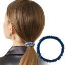 Exgox シルク ヘアゴム 跡がつかない 髪ゴム 天然シルク100% 高弾性『結び跡がつきにくく、髪の傷みも軽減』 おしゃれ 大人 ヘアアクセサリー (ネイビ...