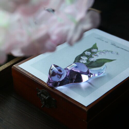 七十二号筆屋 ガラス LEO ペンレスト クリアー 箸置き 筆置 (紫)