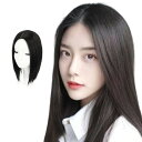 GFun 部分ウィッグ ヘアピース 頭頂部 女性用 つむじ付き分け目 白髪隠しウィッグ トップウィッグ トップピース 薄毛隠し 円形脱毛症 隠し 35cm ナチュラルブラック