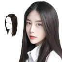 GFun 部分ウィッグ ヘアピース 頭頂部 女性用 つむじ付き分け目 白髪隠しウィッグ トップウィッグ トップピース 薄毛隠し 円形脱毛症 隠し 35cm 黒褐色