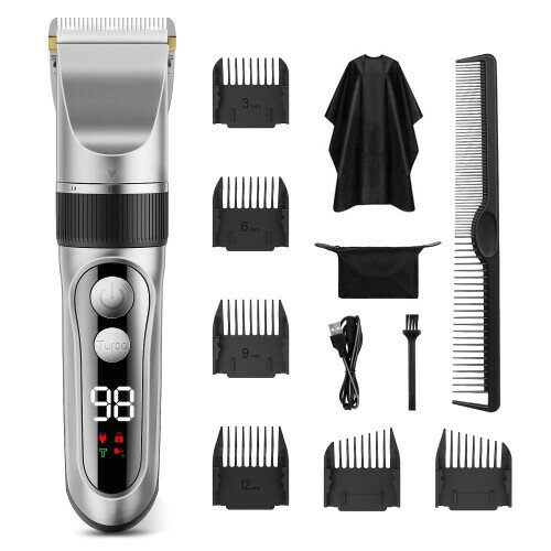 yayuee バリカン ヘアカッター バリカン メンズ 防水 充電式 大容量充電池内臓 電動バリカン コードレス 2つのモード 5段階刈り高さ調節 6種類ガイドコーム 超低騒音 散髪用