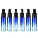 スポイトボトル 10ml 6個 遮光瓶 ブルーグラデーションガラススポイト瓶 アロマ保存容器 詰め替え ボトル 為に エッセンシャルオイル、化粧品、香水