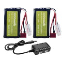 2PCS 7.4V 3000mah 15C 2S Tプラグ・リチウムイオンバッテリーと2-in-1充電器に適合するWLtoys 12423 MJX 14301 ...