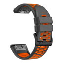 (SQHYWJ) ガーミンウォッチ F?nixシリーズ用 シリコンウォッチバンド 22mm 26mm GARMIN (ガーミン) Fenix 7X 6X 5X 5 6 ループ スポーツ 時計ベルト 防水性 ガーミン 用 交換バンド(グレー+オレンジ