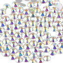 Beadsland(ビーズランド)288ピースフラットバック ラインストーンネイルアート クラフト用 ノン・ホットフィックス、クリスタルAB、SS34、7.1-7.3mm