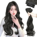 AISI HAIR 襟足ウィッグ ロング エクステ ブラック 小顔効果 巻き髪 通気 耐熱 カール 6枚セット ふわふわ 自然 韓国風 ノーマル クリップ付け ...