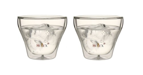 目から鱗 Hurex(R)耐熱ダブルウオールグラス フォルテ 190ml 2個セット 目から鱗の底つなぎ構造により落下強度2.5倍（当社製品比） ： hutec.biz ホームペイジのビデオでご確認下さい：