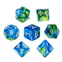 7個 多面体のダイス サイコロ 2色 16mm D20 D12 D10 D8 D6 D4 Dungeons and Dragons 、DND、 TRPG、 MTGなどテーブルゲーム用 (青・ 緑)
