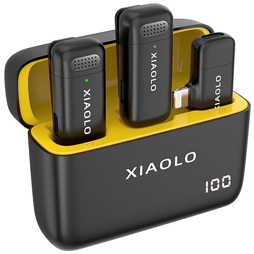 XIAOLO-ワイヤレスマイク-ピンマイク-iPhone/iPad携帯電話用スマホ外付けマイク-ノイズキャンセリングマイク-20M伝送距離- 対応 ライブストリーム Vlog インタビュー セミナー プラグ＆プレイ(