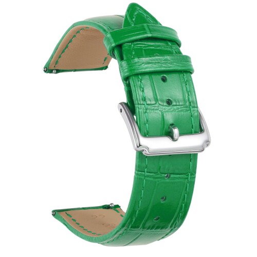 (BINLUN) レザー時計バンドクイックリリース 革腕時計ベルトメンズ レディース交換用 スマートウォッチベルトワニ革模様 (16MM，グリーン)