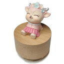 falado ミニ木製動物ロータリーオルゴール かわいい鹿の飾り付き (チューン:It's a Small World)、ベージュ