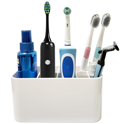 楽天カラーズストアHURKEYE バスルーム歯ブラシホルダー壁掛け式取り外し可能家庭用歯ブラシ収納ケース電動歯ブラシと手動歯ブラシの保管に適し、シャワー、キッチンに適用する