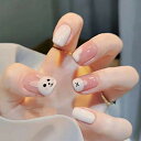 24Pcs 可愛い動物柄 取り外しのできるネイルチップ うさぎの絵柄 披露宴 パーティー 二次会 入学式 卒業式 入園式 成人式 花火大会 お花見