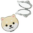 旅するマメしば コンパクトミラー 手鏡 携帯 折りたたみミラー ハンドミラー かわいい キャラクター 柴犬 豆柴 (白 まめこ)