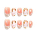 Sun&Beam Nails 手作り ネイルチップ ミディアム オーバル 人気 3d マグネット デザイン ピンク パール 椿 ファッション 可愛い 和柄 収納ボックス付き 10枚入 (#01 木槿・ピンク ? XS)