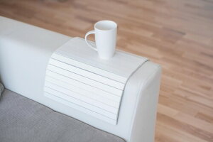 木製のソファーアームトレーの肘掛け卓ソファテーブルコースターソファトレイ (white)