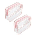 2個セットPVCクリアトイレタリーバッグ 透明防水化粧バッグ メイクアップバッグ きれいな化粧ポーチ 小さなコスメオーガナイザー スマイルバスルームポーチ (ピンク)