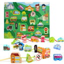CORPER TOYS 木製紐通しおもちゃ ひもとおし 乗り物 セット 紐通し おもちゃ 交通標識シリーズ 型はめパズル 指先練習 ピース遊び 20PCS 男の...