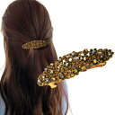 (Herbeluemily) バレッタ 髪留め フラワー ビジュー ヘアアクセサリー アンティーク メタル ゴージャス アンティークゴールド HM-0149-R05-GD