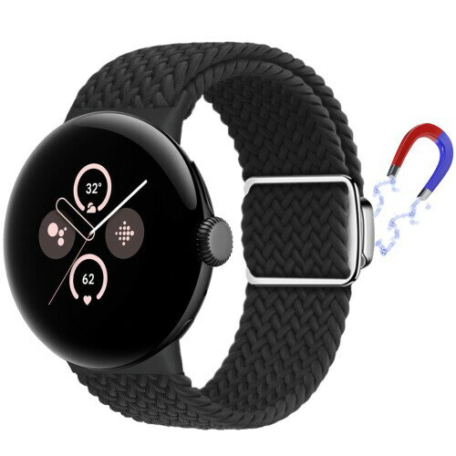 (LanQii) バンド Google Pixel Watch 2 / Google Pixel Watch 対応 ナイロン バンド 編み込み 磁気吸着取り付け スポーツ用 弾力性 長さ無段階調整 柔軟 防汗 通気 夏向け 男女兼用 簡単取り付け Google Pix