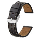 (BISONSTRAP) 腕時計ベルト 本革 21mm ホーウィン レザー時計バンド 取付工具付き ブラック