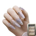 Kokowomite Nails 手作りネイルチップロング オーバル パープル 薄紫 魚尾アニマル おしゃれ手描き3 D ア一ト OL 人気春夏秋冬 付け爪 収納ボックス付き 10枚入