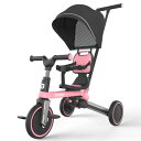 besrey 子供用三輪車 5in1 折りたたみ 手押し棒 1歳 2歳 3歳 ランニングバイク コンパクト 乗用玩具 幼児用 キッズバイク おもちゃ お祝い ギフト ピンク