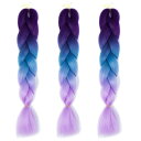 Feibin 全30色 ウィッグ エクステンション 3本セット ブレイズ 編み込み グラデーション 三つ編み ヘアアクセサリー 盛りアップ つけウィッグ かつら...