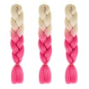 Feibin 30色 ウィッグ エクステンション 3本セット ブレイズ 編み込み グラデーション 三つ編み ヘアアクセサリー 盛りアップ つけウィッグ かつら 毛束 ウィッグ つけ毛 ヘアアクササリー