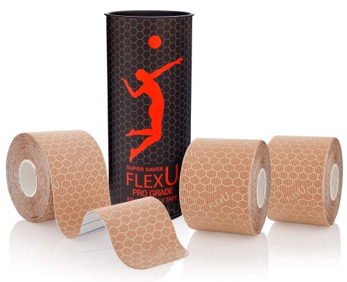 FlexU キネシオロジーテープ 3ロールパック、（60プレカット 幅：5cm 長さ：25cm） 3ロールパック　 (幅:5cm 長さ:25cm　20枚×3)色:ベージュ FlexUキネシオロジーテープは、セラピスト、理学院、アスリート、エクササイズ愛好家に広く使用されています。 ラテックスフリーの100%低アレルギー接着剤配合の合成レーヨン生地を使用することで、軽量で柔らかく、絹のような滑らかな感触です。 テニス、サイクリング、水泳、ジョギング、陸上競技、ハイキングなどのすべてのスポーツにお勧めです。 キネシオロジーリカバリーテープまたはキネシオロジーテープとして知られるFlexUキネシオロジーテープは、多くのスポーツをサポートします。 ラテックスフリーで低刺激な接着剤で、肌にしっかりとくっつき、最大1週間のサポートを提供します。 ファッション性に富んだデザインで、ユニフォームに合わせて、4色から選ぶことができます。 商品コード58074849520商品名FlexU キネシオロジーテープ 3ロールパック、（60プレカット 幅：5cm 長さ：25cm）型番43237-2サイズ2" x 10"カラーベージュ※他モールでも併売しているため、タイミングによって在庫切れの可能性がございます。その際は、別途ご連絡させていただきます。※他モールでも併売しているため、タイミングによって在庫切れの可能性がございます。その際は、別途ご連絡させていただきます。