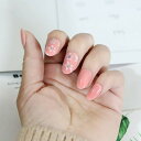 24Pcs ピンク ネイルピース 花柄 可愛い優雅ネイル