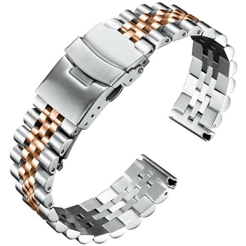 (BINLUN) 時計バンド ステンレス 腕時計ベルトメタル ウォッチバンド 金属 時計ベルト18mm 20mm 22mm 24mm 26mm 交換スマートウォッチベルト 耐久性高い 男女通用 調整工具付(シルバーローズゴー (BINLUN) 時計バンド ステンレス 腕時計ベルトメタル ウォッチバンド 金属 時計ベルト18mm 20mm 22mm 24mm 26mm 交換スマートウォッチベルト 耐久性高い 男女通用 調整工具付(シルバーローズゴー
