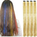 BUMMSEVEN ヘアティンセル カラーエクステ ウィッグ ヘアエクステ 髪飾り キラキラ 輝く ティンセル ヘアエクステンション 子供や女性にも適しています ダンス お祭り ハロウィン パーテ