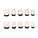 Kokowomite Nails 手作りネイルチップ ショート スクオーバル ピンク 黒 フレンチ 可愛い韓国 insスタイル 短め付け爪 人気デザイン 収納ボックス付き 10枚入