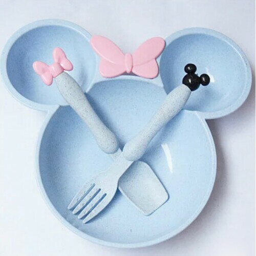 Nayomichan's Kid's Mickey plate cutlery set (Blue)