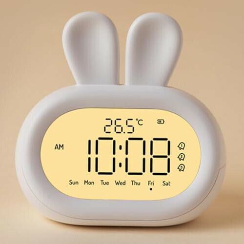 子供用目覚まし時計 子どもめざまし時計 こどもめざましとけい キッズ用置き時計 GePavinDa 学生時計 うさぎ形 ナイトライト スヌーズ機能付き カウントダウン機能付き usb充電式 日本語
