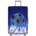 (GANNEPIE) スーツケースカバー洗える旅行荷物保護器サッカープリントスーツケースカバー、26～28インチ対応