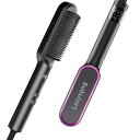 Lazysong 母の日 ヒートブラシ ブラシ型ヘアアイロン ストレートブラシ ヘアブラシアイロン セラミックコーディング やけど防止 プロ仕様 5段階温度調節...