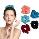 Bsofter シュシュ 大人 オシャレ シファン 太め シュシュ 可愛い おしゃれ 5個セット ヘアゴム 跡がつかない 黒