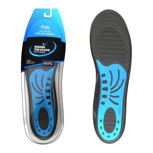 Frido Dual Gel Insoles, Everyday Shoe Inserts, All Day Comfort and Support, For Work and Casual Shoes. (Available for Men and Women in sizes 5-9 UK) - Pack of 2 Pairs