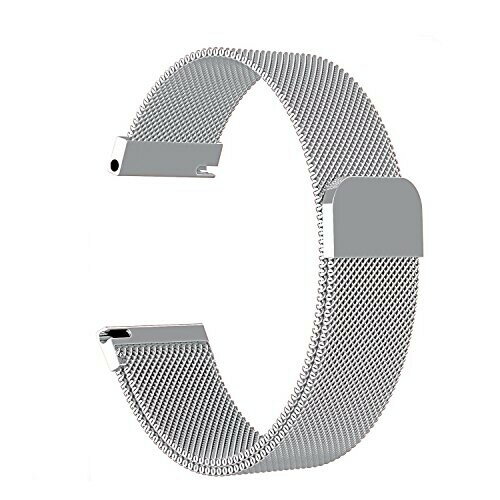 時計バンド ウォッチベルト マグネット式腕時計バンド スマート時計バンド 幅 18mm 20mm 22mm 交換ベルト メッシュバンド ミラネーゼバンド (20mm, シルバー)