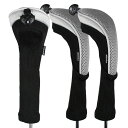 Andux ロングネック ゴルフ ハイブリッド クラブヘッドカバー 交換可能な番号タグ付き 3個セット CTMT-02 (グレー)