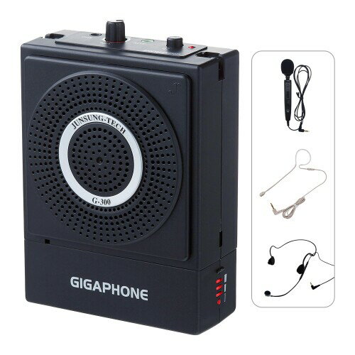 有線マイク 超小型拡声器 GIGAPHONE G300 40W Portable & Compact Loud Voice Amplifier with Microphones ブラック